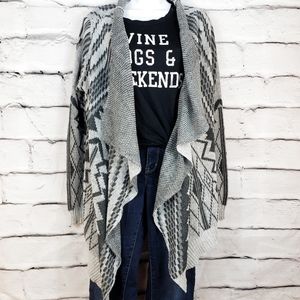 Charlotte Russe Aztec Print Drape Front Cardigan S
